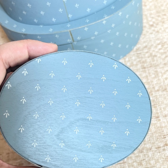 Painted Nesting Box Set Vintage Oval Boxes Vanity Storage Gift - Picture 5 of 7